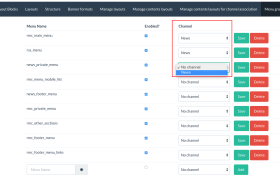 Improvement to associate a channel to a menù and to filter the menu by channels