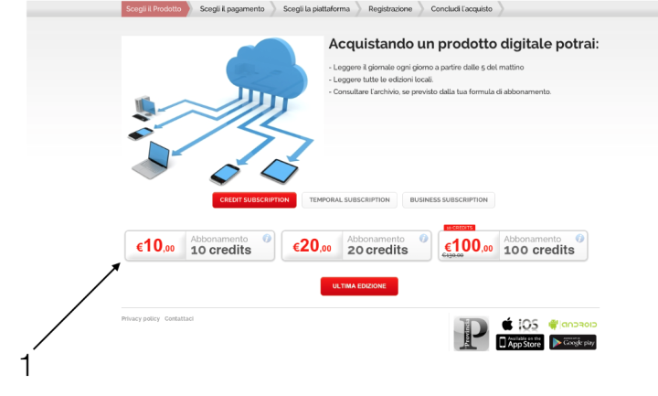 1. Choose the number of credit to buy