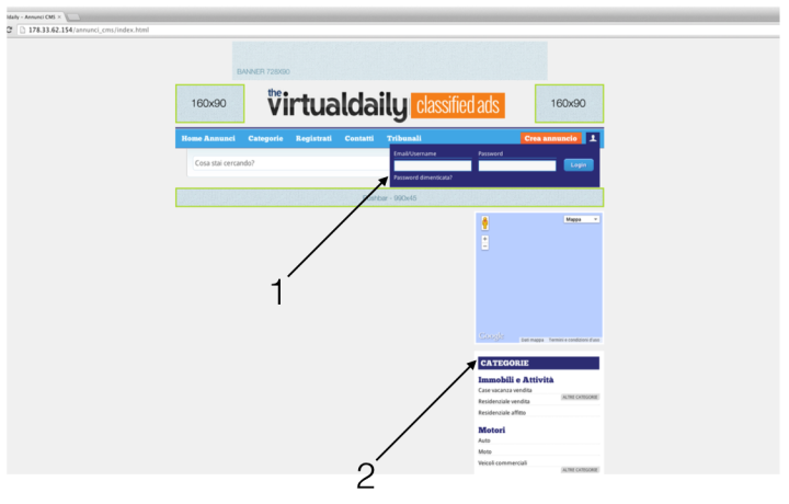 1. The system automatically recognise if you are a private or trade user. 2. Widget that allows to browse between categories.