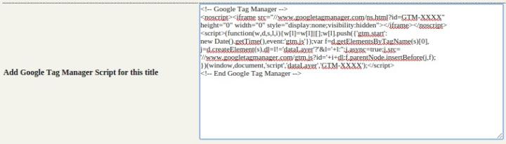 Paste code Google Tag Manager in the box and save
