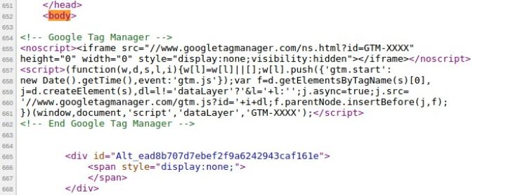 If you open the html code of this page, you'll see the GTM snippet right after the <body> tag