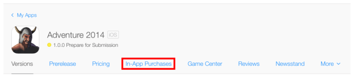 4. In the search results, clicking the name of an app opens the App Details page.  On the App Details page, click In-App Purchases. This tab is visible only if your iTunes Connect account has an Admin or Technical role and your team agent has agreed to the latest iOS Developer Program or Mac Developer Program license agreement.