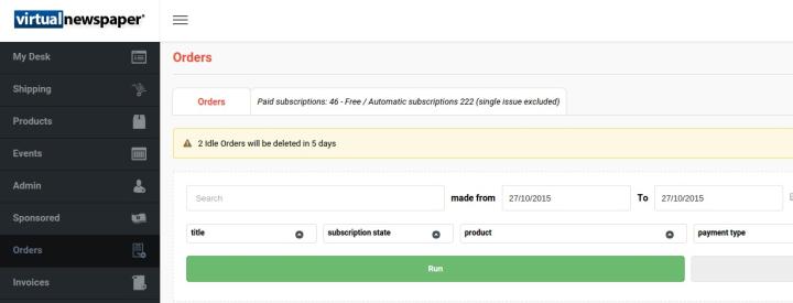 When getting into the orders module, if there are any orders that have not been activated for given amount of days (usually 30, this number can be customized from the settings module) , these will be deleted. The alert shows those that are about to be deleted (usually 5 days before deletion, can be configured from the settings module).