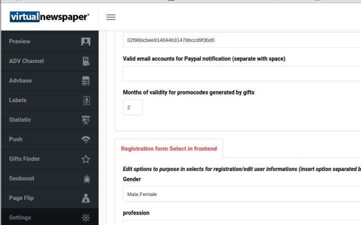 By default the gift codes used to be valid up to 1 month after creation. Now this value has been changed to 2 months. Moreover, from the Settings panel, the Editor can set the months of validity of gift codes to whatever value he/she prefers. 