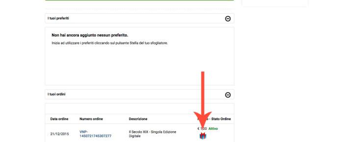 4. Clicca sull'icona "regalo" per ottenere il codice regalo da destinare a chi desideri