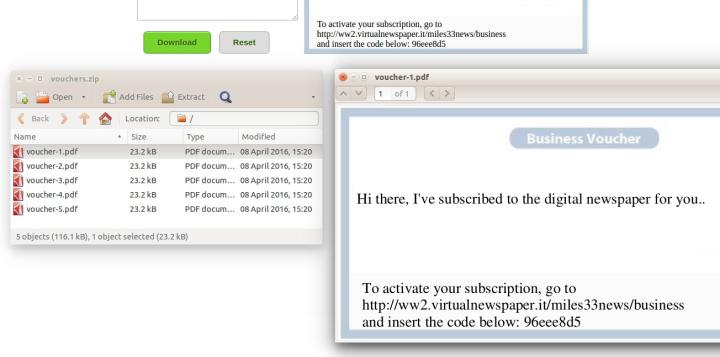 Once you have personalized the voucher, you can download the PDFs in a zipped folder, which you can extract and send to your addresses.