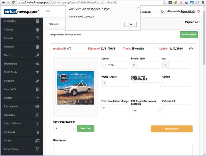 If you've changed cover correctly, you'll see a preview of the new cover page, and you'll be prompted with a message of successful operation.