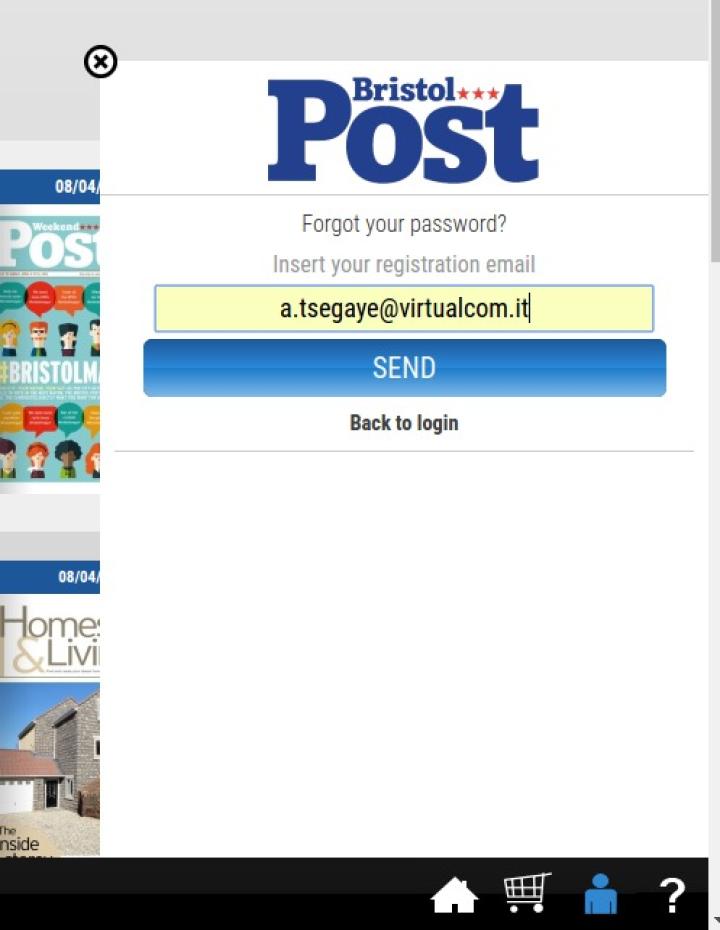 insert your email address and click on "send"