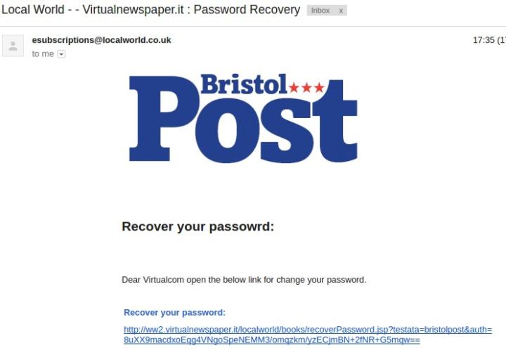 You'll immediately receive an email containing a link to reset your password. Click on it.
