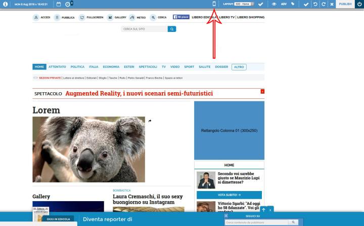 Go to the site in <strong>Drag & Drop</strong> mode. <br>Click on the <strong>Smartphone<strong> icon.