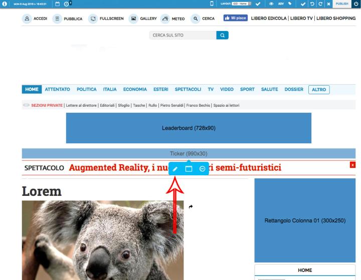 Move the cursor over the banner position you want to edit and click on the "<strong>Pencil</strong>" icon.
