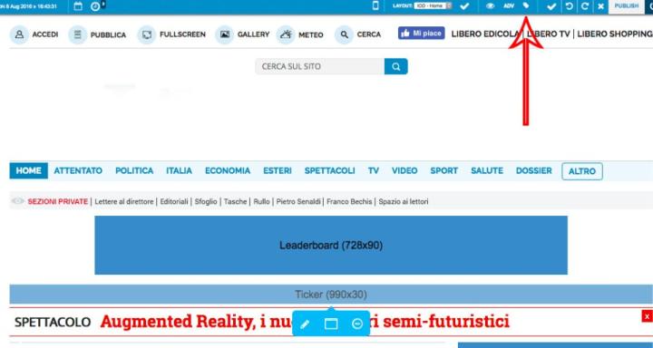 Clicking on this icon you will see all the banner that <strong>aren't visible directly from the D&D interface</strong> but are present in the page, <br>except for those that haven't got fixed dimensions and position <br>(for example the init banner, the overlay ones, the tracking ones.)