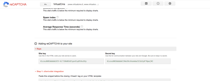 Take note of Site Key and Secret Key