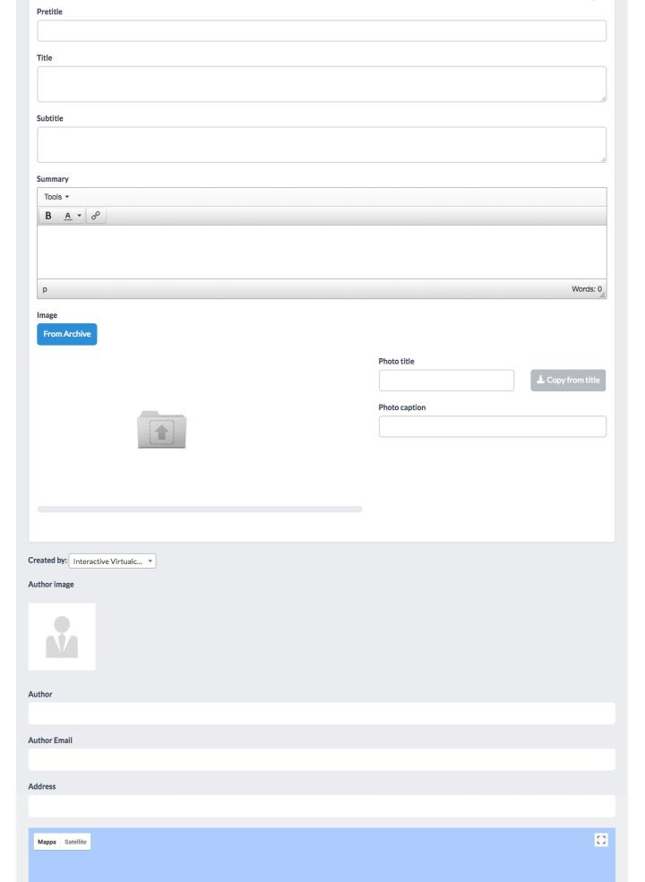 The following fields are the classics that compose the article. So: <br>Pretitle<br>Title<br>Subtitle<br>Summary<br>Image (with Title and Caption)<br>Content author information.<br>etc.
