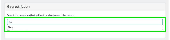 <strong>How to restrict the content in a few countries only</strong>   <br><br>Look them up and add them in your list