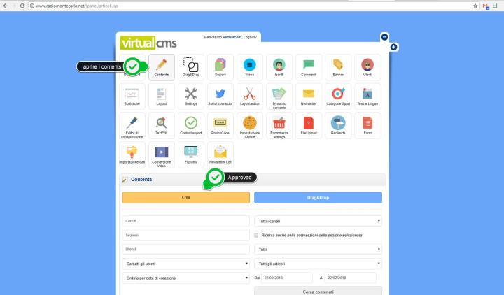 Creare un contenuto di tipo Audio