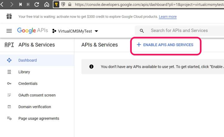 We need to enable different APIs , you can use the search field