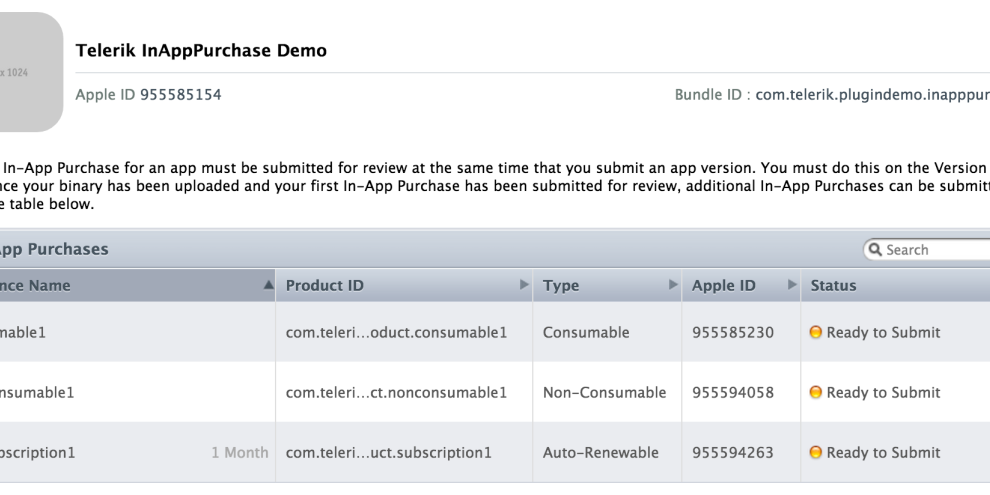 Creating In-App Purchase Products